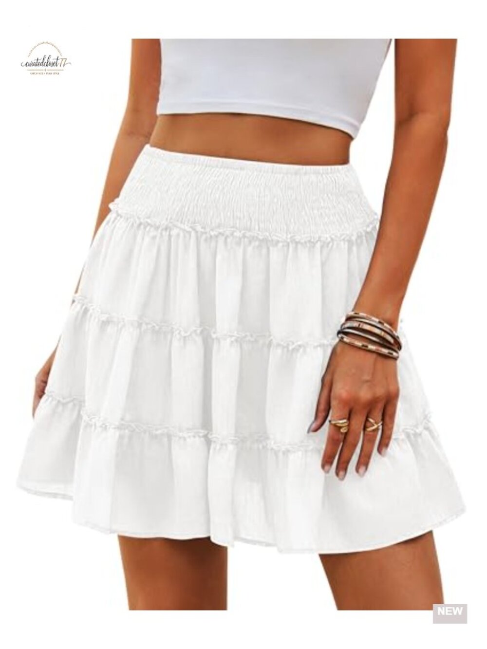 Womens High Waisted Tiered Ruffle Mini Skort Flowy Summer Skirt with Shorts
